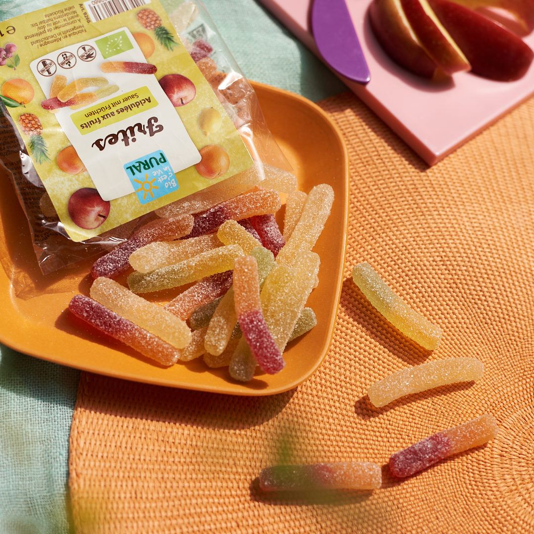 Des bonbons bio multicolores – fruités et délicieux