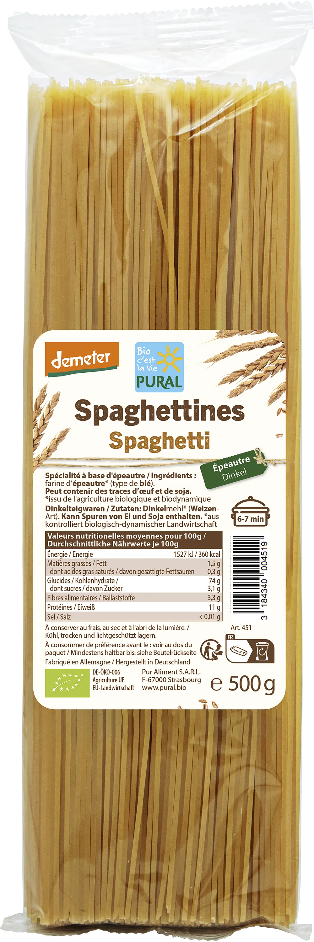 Spaghettines épeautre demeter