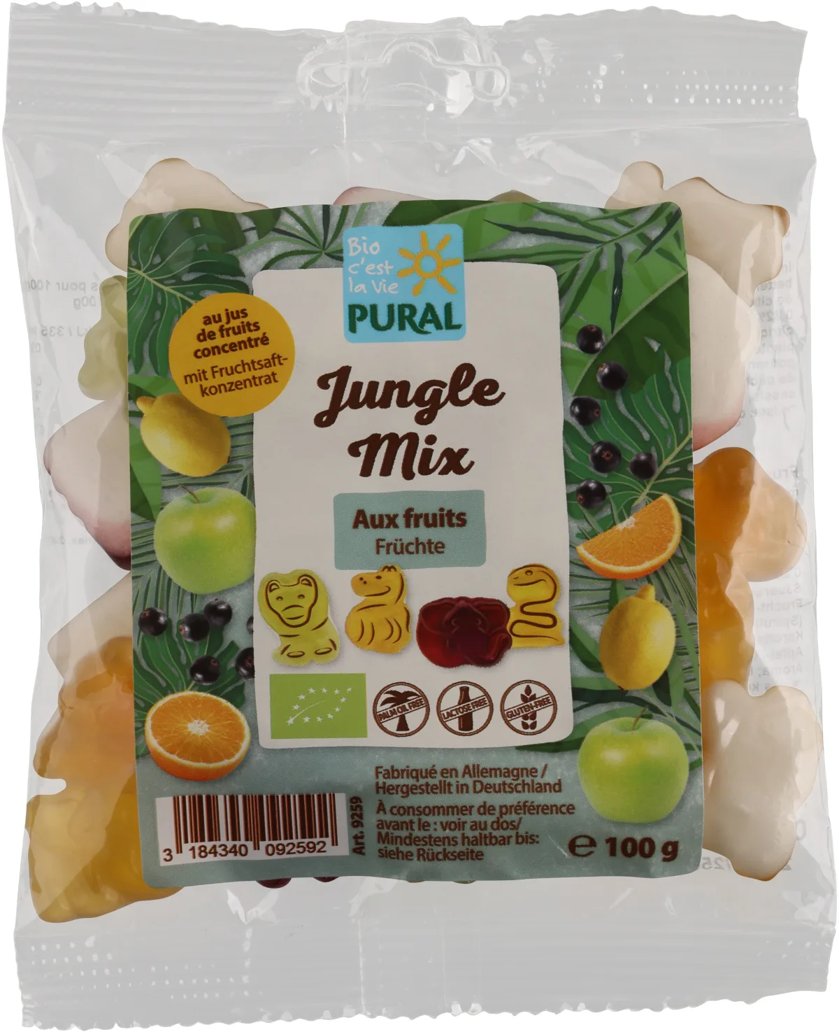 Jungle Mix- animaux gélifiés aux fruits avec gélatine