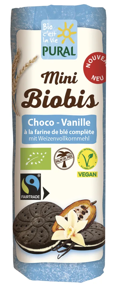 Mini Biobis choco-vanille vegan, sans huile de palme et Fairtrade