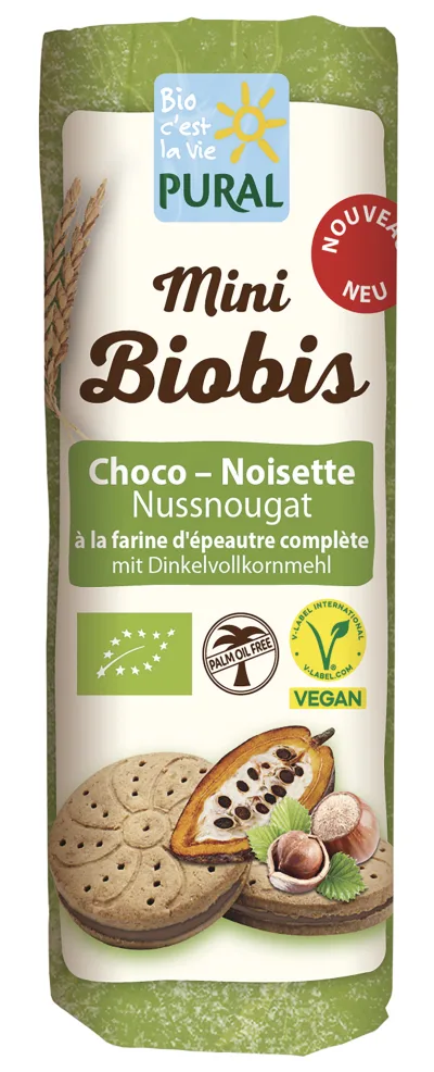 Mini Biobis à l'épeautre fourré au cacao et à la noisette sans huile de palme