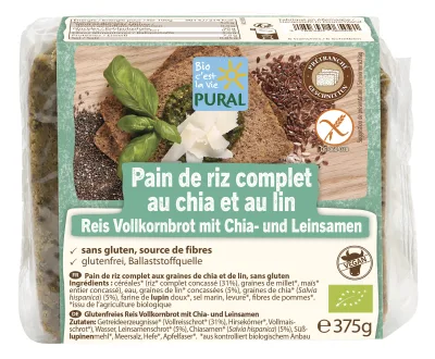 Pain complet de riz aux graines de chia et de lin